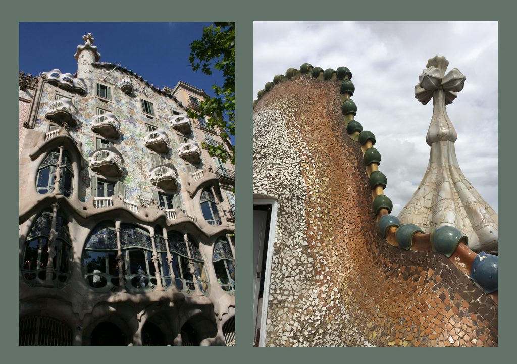 Casa Batllo de Gaudi con ninos
